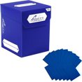 thumbnail image 1 of xianyou-Blue Standard Trading Card Deck Box and Sleeves Bundle - 100+ Quiver Deck Block with Double Dividers (Commander MTG Deck Box MTG) + 100 Artemis Blue Card Sleeves with Black interior (66 x 93, 1 of 4