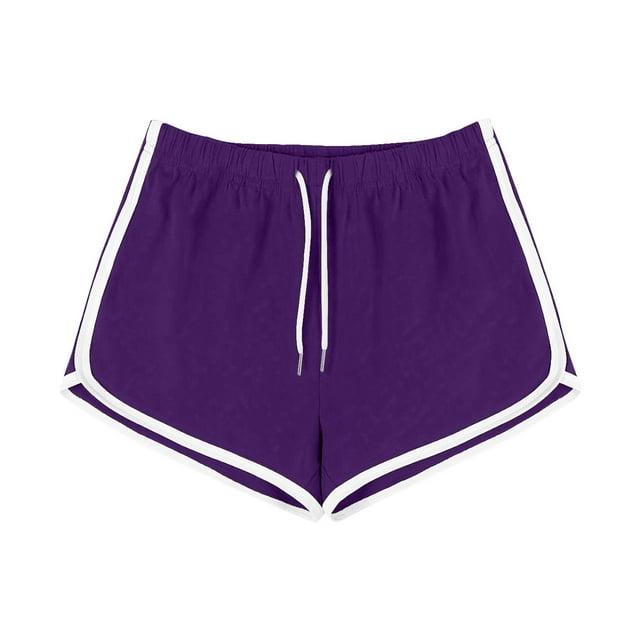 ABATAB Athletic Shorts for Women Casual Summer Drawstring Running Track Shorts Drawstring Gym Yoga Athletic Booty Shorts(Large,Purple 1)