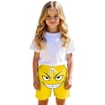 thumbnail image 2 of Toddler Shorts Girls Size 13-14Y Kids Smirk Face Print Drawstring Swim Shorts, 2 of 7