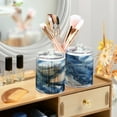 thumbnail image 6 of WOBOGO Ink Blue White Marble Transparent Plastic Jar 2pcs Cotton Swabs Balls Pads Floss Stick Dispenser Bathroom Vanity Storage Organizer, 6 of 7