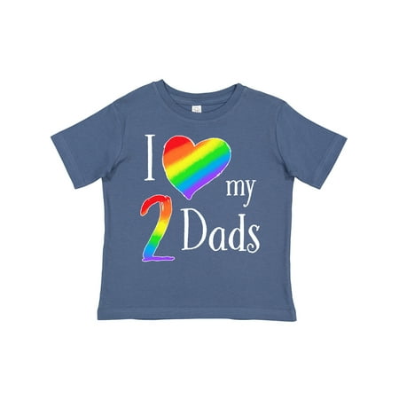 

Inktastic I Love My Two Dads- Pride Rainbow Heart Gift Toddler Boy or Toddler Girl T-Shirt