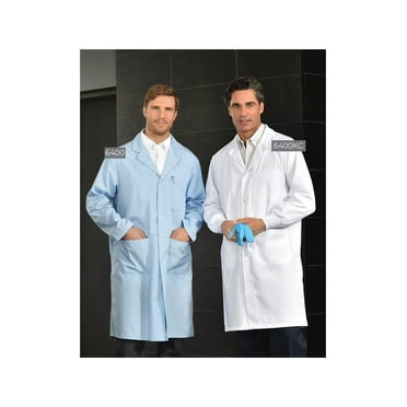 Men’s Premium Lab Coats 100% Cotton Snap Closures Elastic Cuffs 3 Pockets Color White Available sizes XS-XL (Sold as 2's/ Pack)