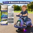 thumbnail image 4 of TOKTOO 6V Electric Wiggle Car for Kids, 2 Seater Ride On Toy with Bluetooth Music, LED Lights & Flashing Wheels, Kids Electric Ride On Car for Boys Girls Ages 3+, Purple, 4 of 9