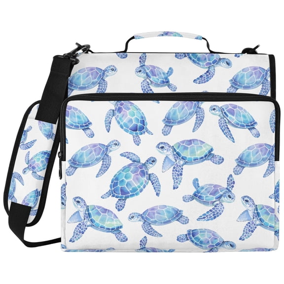 ALAZA Zipper Binder Watercolor Seaturtle Pattern 2 inch 3 Ring 500 Sheet Capacity Trapper Keeper File Folder Organizer Bag