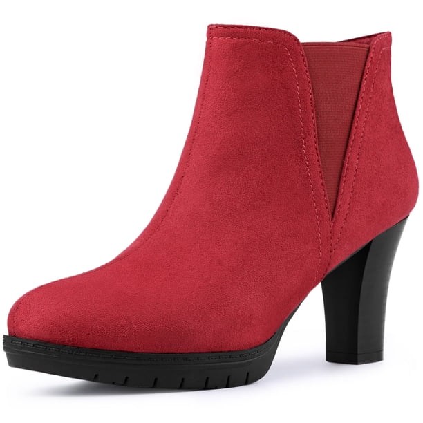 Botines Chelsea Allegra K Talón de Bloque Impreso punta Redonda con Plataforma para Mujer Rojo 40