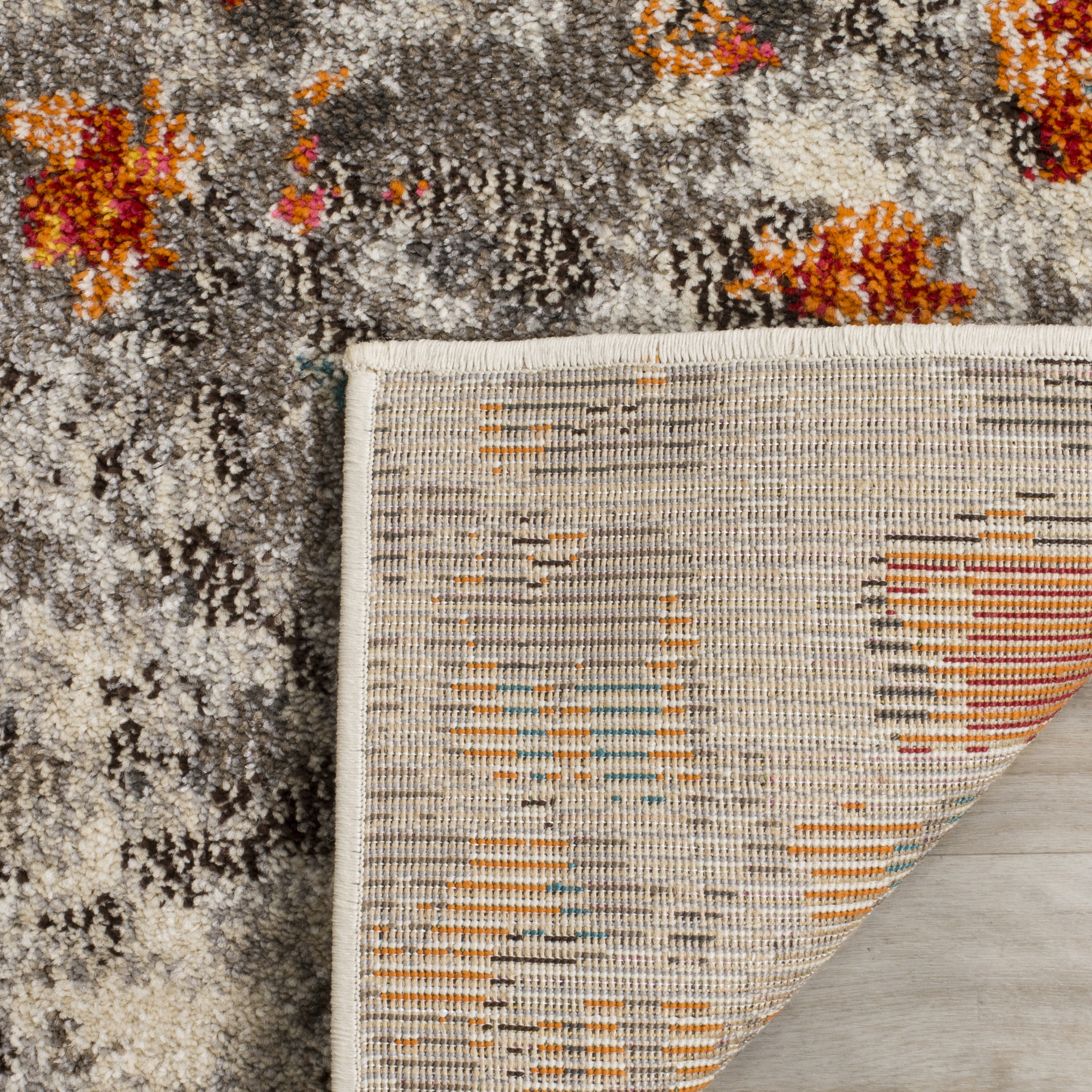 SAFAVIEH Monaco Driskoll Abstract Area Rug, Grey/Orange, 5' x 5' Round
