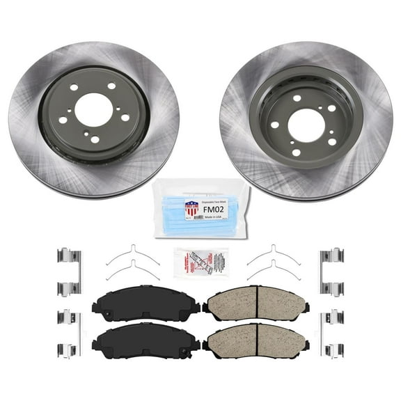 Front Coated Rotor Brake Rotors & Ceramic Brake Pads For 2017-2020 Acura MDX