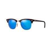 Ray-Ban Flash Lenses Clubmaster Sunglasses RB3016 51mm Tortoise/Blue Flash