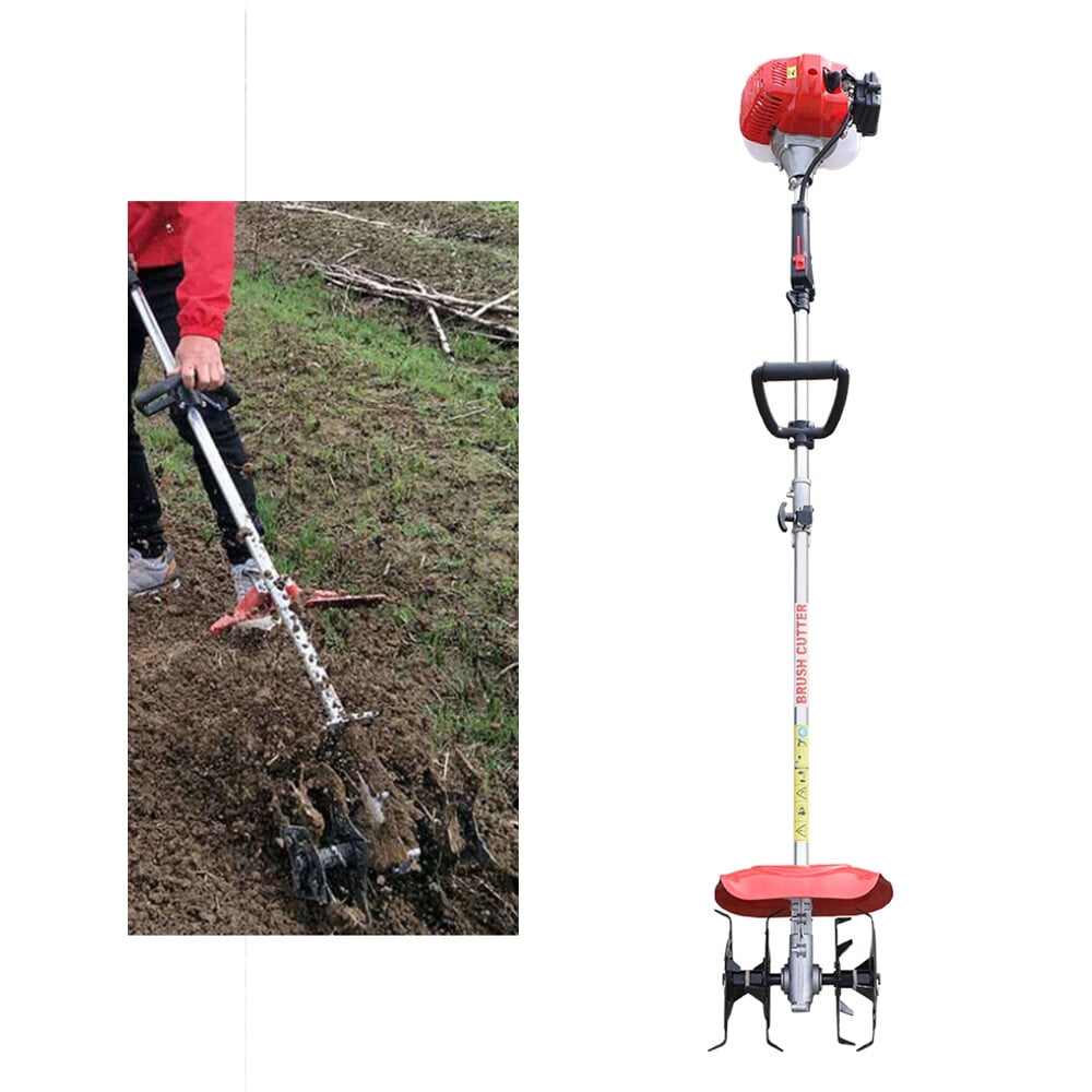42.7CC Handheld Tiller Cultivator Garden Tilling Machine Gas Powered Engine Weeding Tool for Garden Farm Cutting Grass
