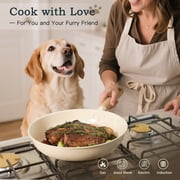 Astercook 17-Piece Ceramic Cookware Set with Dog Paw Wooden Handles, Nonstick Pots and Pans Set for Home & Camping, Induction Compatible and Dishwasher Safe, Perfect Gift for Pet Lovers & Families