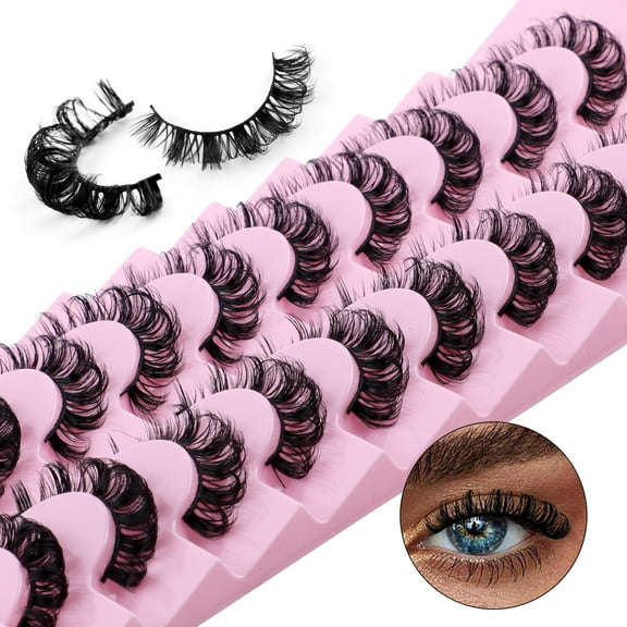 10 Pairs Russian Curl D-Curve False Eyelashes - Thick Curly Grafting Effect, Natural Look for Daily & Party Makeup