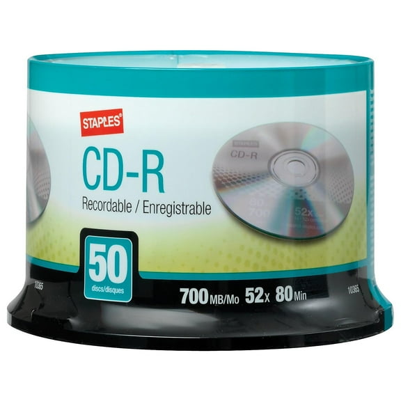 Staples 700MB 80MIN 52X CD-R Spindle 50/Pack (10365) 452555