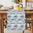 thumbnail image 5 of Burlap Table Runner 90 Inches Long, Watercolors Blue Sharks on Vintage Non-Slip Kitchen Table Runners for Dining Room Everyday Use Party Table Decorations Ocean Animal, 5 of 9