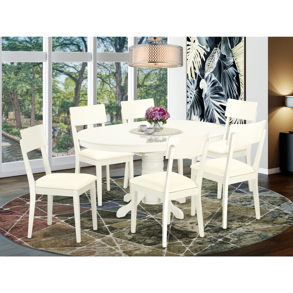 East West Furniture AVAD7LWHLC 7 Pc Dining set with a Kitchen Table