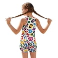 thumbnail image 2 of COEQINE Girls Tankini Swimsuit 2 Piece for Kids 14-15 Years Old Printed Modest Bathing Suits with Removable Pads Crewneck Tank Top & Swim Shorts Polyester Spandex, Colorful Leopard Print, 2 of 8