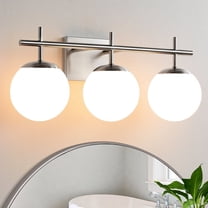 3-Light Sliver Metal Wall Sconces with Frosted White Lampshades