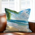 thumbnail image 3 of Summer Beach Pillow Covers 18x18 Inch, Coastal Ocean Tropical Palm Trees Linen Pillowcase with Invisible Zipper, Decorative Throw Pillow Covers Cushion Case for Couch Sofa Bed Living Room, 3 of 9