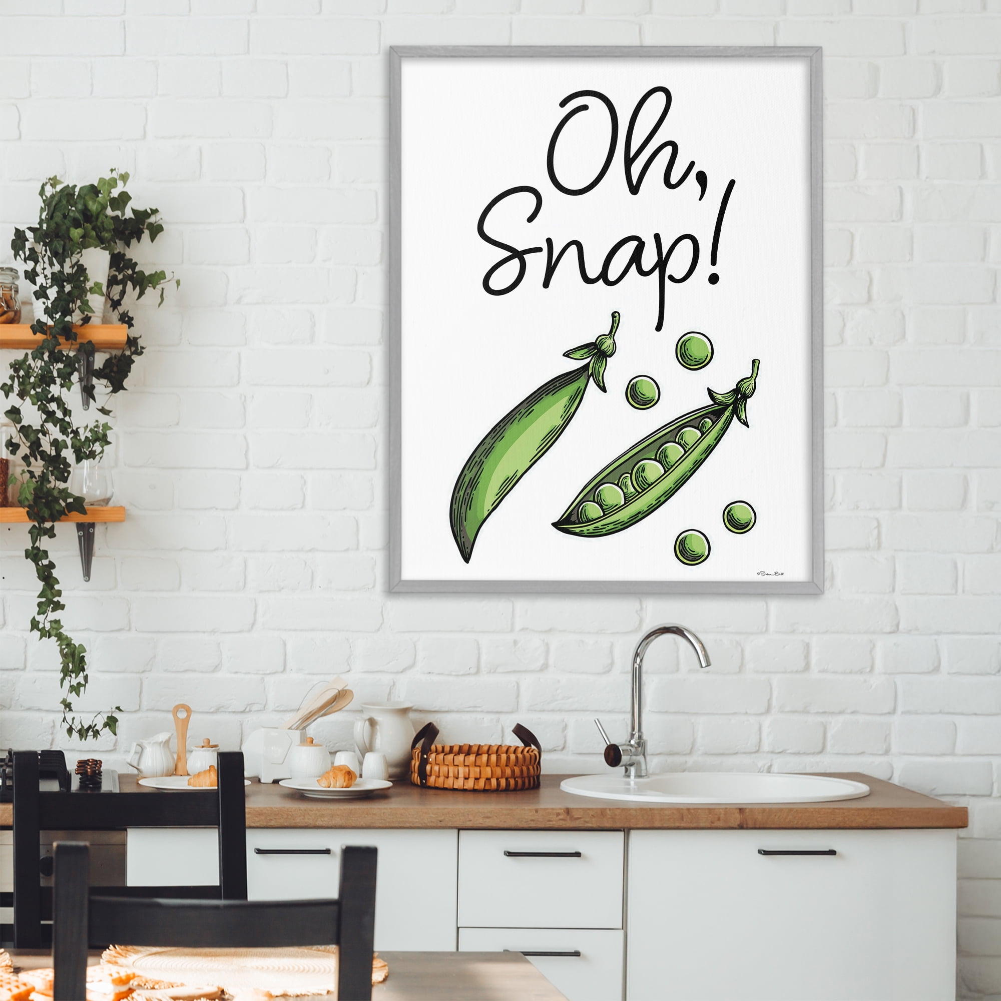 Stupell Industries Oh Snap Peas Gray Framed Giclee Art, design by Susan Ball