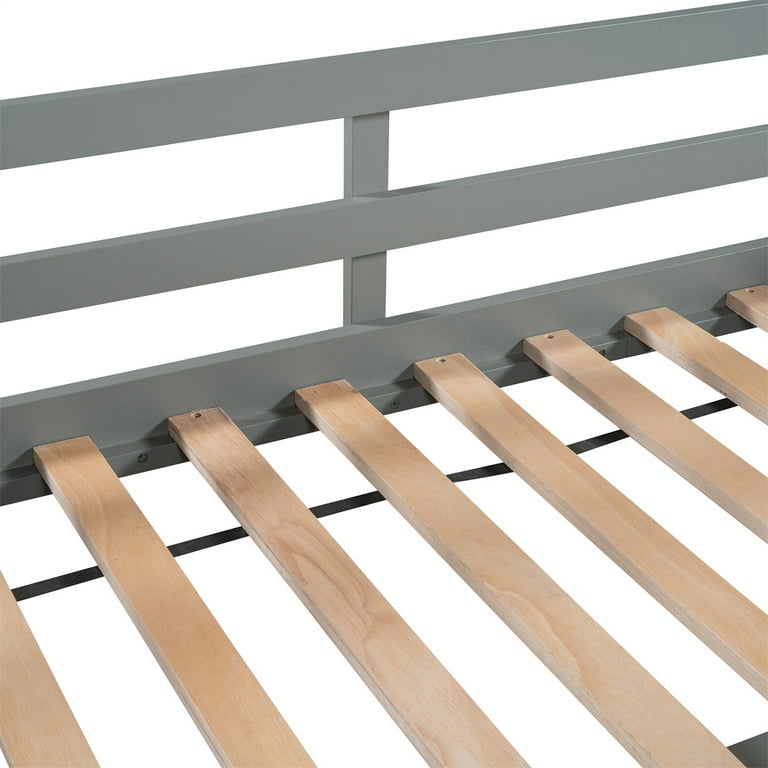 Loft Bed Twin Size Bed Frame with Storage Steps and Portable Desk Multi functional Wooden Low Loft Bed Wood Bed Frame Bedroom Furniture Space Saver