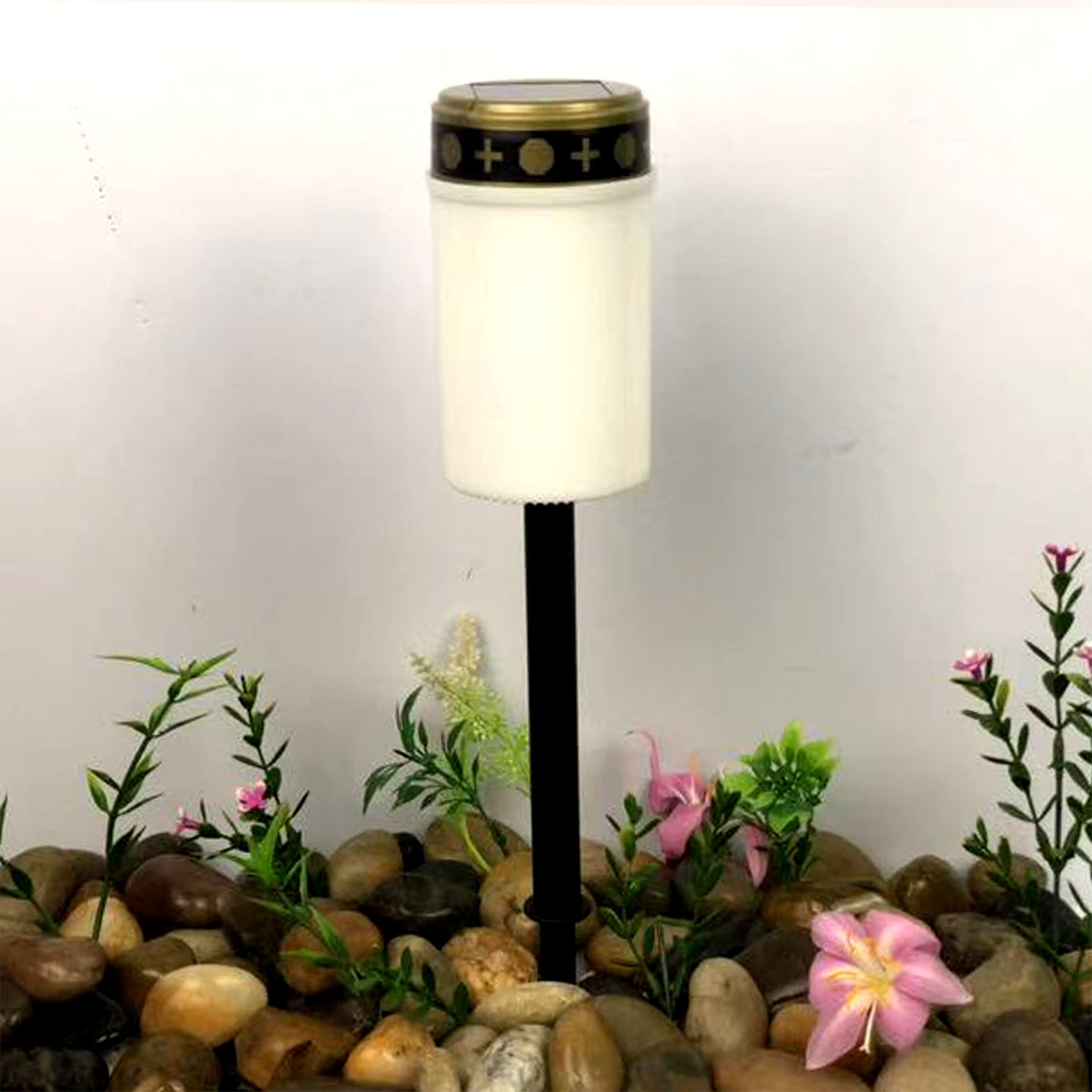 4Pieces Solar Pathway Lights Outdoor Grave Candle Lamp Waterproof Candle Light