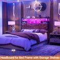 thumbnail image 2 of iSunirm Headboard for Full Size Bed with Bookcase Storage, Headboards with LED Light and Power Outlets, Sturdy Wood Full Size Head Board, for Full Size Bed, 55.1'' Width, Rustic Brown, 2 of 8