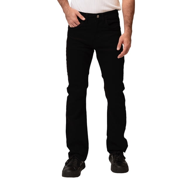 Jeans de mezclilla MCHK 8030. Corte recto, Costuras resaltadas. Color negro MCHK Recto
