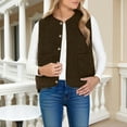 thumbnail image 4 of Womens Sherpa Vest Sleeveless Button Down/Zip Up Cropped Gilet Soft Fitted Fall Winter Warm Casual Jacket with Pockets, 4 of 8