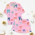 thumbnail image 4 of Girls Casual Bow Tie Printed Pajama Set Soft Comfortable Sleepwear Cute Kids Loungewear Two-Piece Outfit, 4 of 4