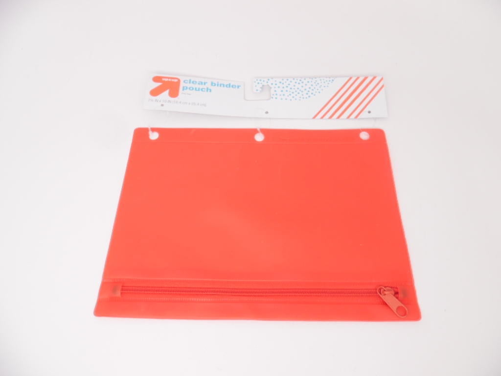Up&Up Pencil Pouch Clear 3-Hole Binder Pouch w/ Zipper - Red