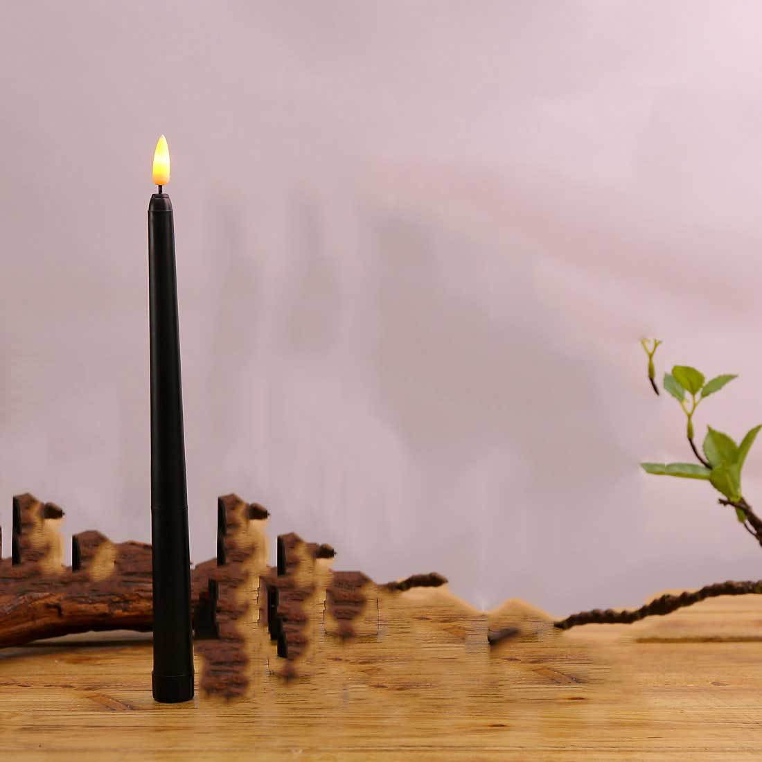 Flameless Tapered candles with timers, 11 "LED black candle holders