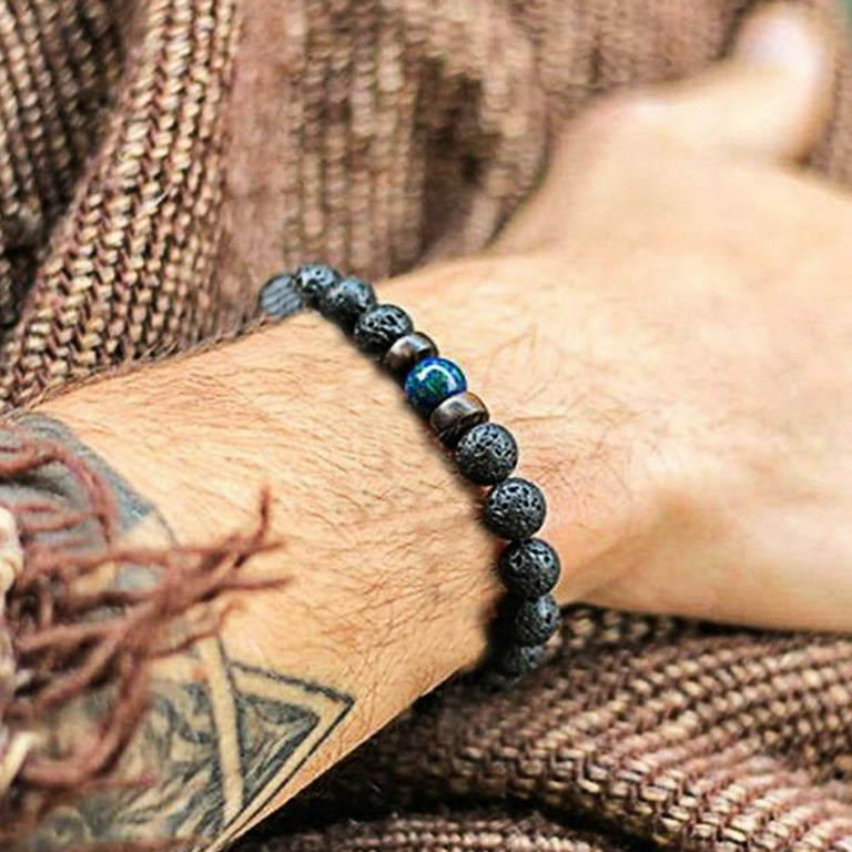 Grandest Birch Men Bracelet Unique Surface Volcanic Stone Jewelry