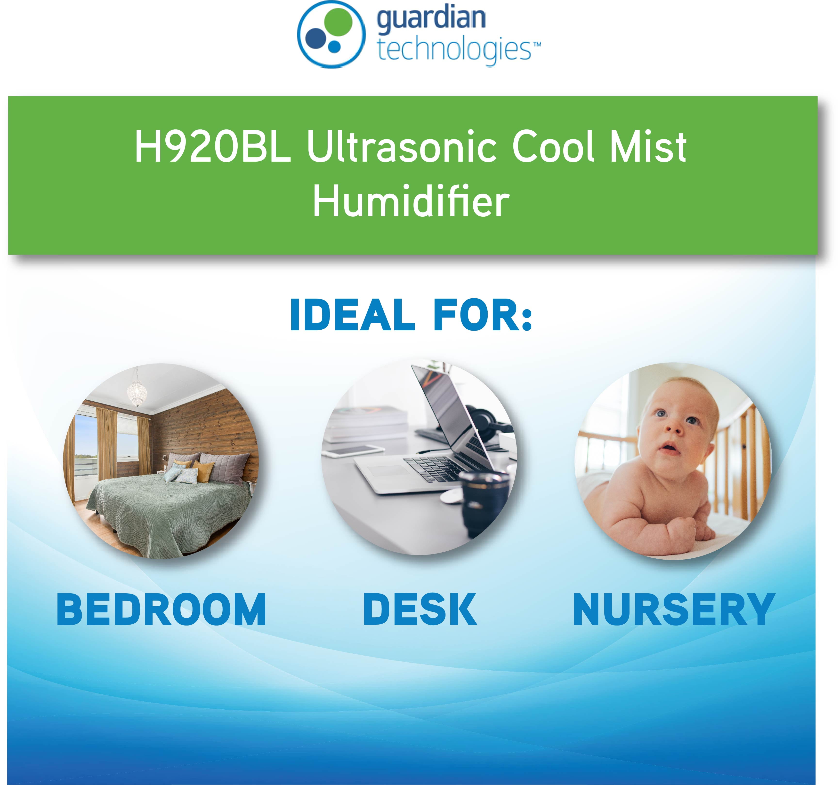 PureGuardian 210 Sq. ft. 0.21 Gallon Cool Mist Ultrasonic Humidifier with Night Light, H920BL