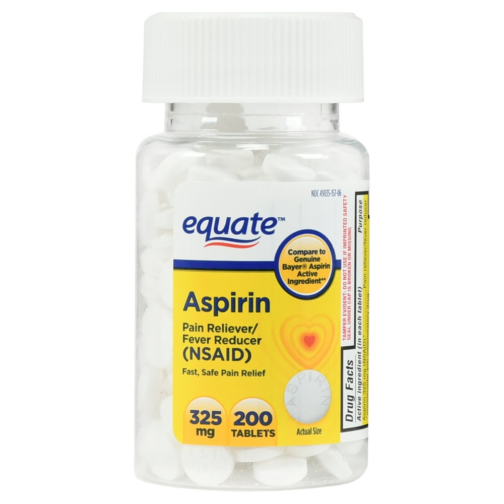 Equate Aspirin Tablets, 325 mg, 200 Ct