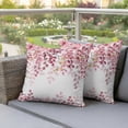 thumbnail image 3 of Outdoor Pillow Covers 16x16 Set of 2, Pink Eucalyptus Leaves Waterproof Patio Throw Pillow Covers for Couch Sofa Chair, Summer Botanical Watercolor Decorative Pillowcases for Throw Pillows, 3 of 9