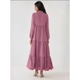 thumbnail image 7 of Textured Long Sleeve Crew Neck Maxi Dress, 7 of 7