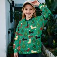 thumbnail image 3 of COEQINE Loose Fit Sweatshirt for Girls, Quarter Zip Pullover Long Sleeve with Collar, Soft Polyester Pullover Tops Machine Washable for 9-10 Kids, Christmas Tree Dachshund Green, 3 of 7