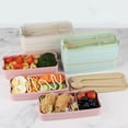thumbnail image 4 of Recipiente de plástico dividido, palillos y almacenamiento de alimentos para comidas saludables. Lonchera bento apta para microondas y lavavajillas para adultos, juego de lonchera portátil, 4 of 6