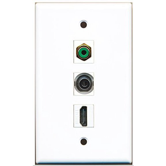 RiteAV - 1 Port HDMI and 1 Port RCA Green and 1 Port 3.5mm Wall Plate
