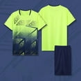 thumbnail image 2 of Odeerbi 4-14 Años Conjunto de Verano Para Niños de Atletismo Camiseta de Running de Secado Rápido Camiseta de Manga Corta Transpirable Camiseta de Manga Corta Con Degradado, 2 of 5