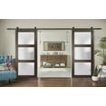 thumbnail image 3 of Sturdy Double Barn Door 48 x 96 inches with Frosted Glass | Lucia 2552 Chocolate Ash | Top Mount 13FT Rail Hangers Heavy Set | Solid Panel Interior Doors, 3 of 6