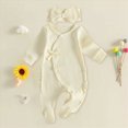 thumbnail image 3 of HCNTES Baby Girl Clothes Winter Baby Girls Solid Bodysuit Winter Romper Girls Preemie Long Sleeve Sleepers Pajamas 0 3 6 Months, 3 of 4