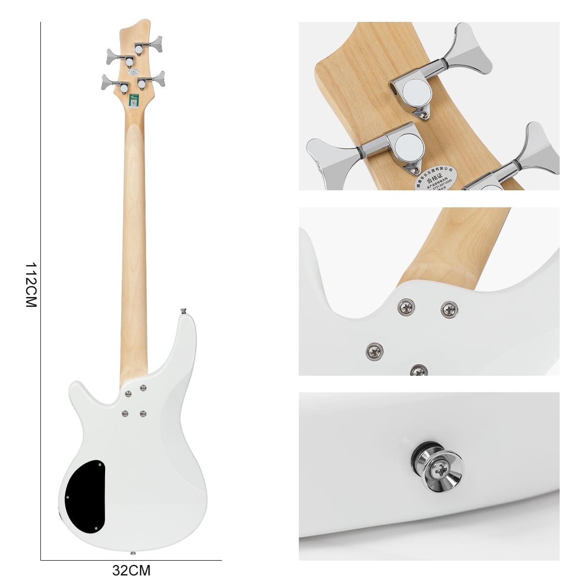 Electric Bass Guitar 4 Strings Full Size P Bass Beginner Kit Black for Starter with Gig Bag, Guitar Strap, and Guitar Cable