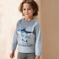 thumbnail image 2 of GUNIA Kids Toddler Boys Long Sleeve Shirts Shark Print Crewneck Casual Basic Active Tops Tee Tunic T-Shirt 2-8 Years Grey, 2 of 9