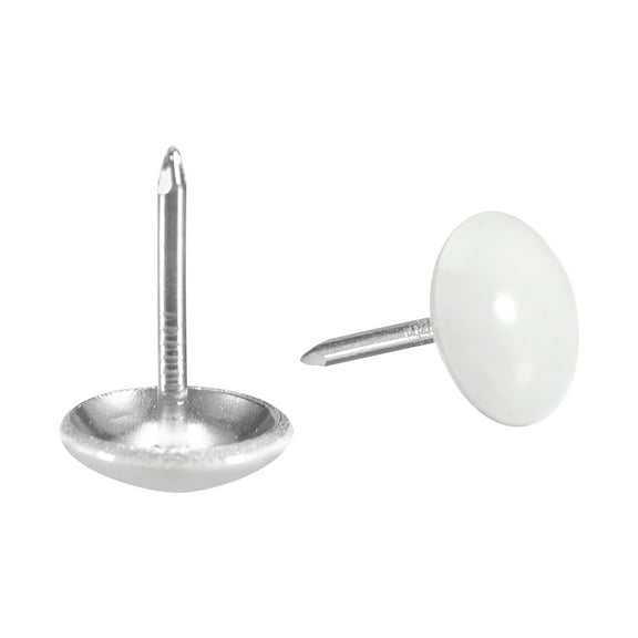 Uxcell 40Pack 11mmx17mm Round Head Decorative Upholstery Tacks Furniture Nails, White