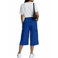 thumbnail image 6 of Oksale Capri Cargo Pants Womens Wide Leg Capris with Pockets Casual Elastic Drawstring Waist Cropped Trousers Loose Comfy Summer Clothing Blue S, 6 of 8