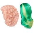 thumbnail image 1 of ​Creatable World, 2-Pack Wig Set, Green Wig with Yellow Highlights and Pink Curly Hair, 1 of 5