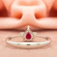 thumbnail image 4 of Ruby and Diamond Ring | Pear Cut Vintage Ruby Ring | 14K White Gold Plated Silver Ring | July Birthstone Ring | Unique Ruby Stackable Ring |, 4 of 4