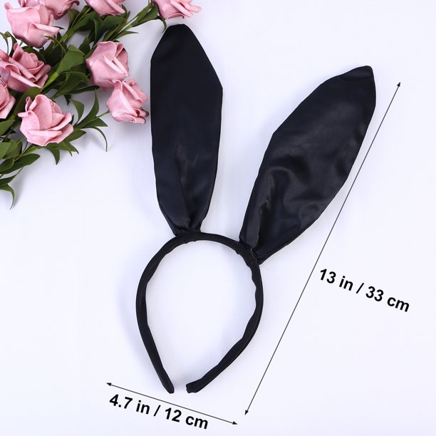 20cm Easter Sweet Sexy Bunny Ears Headband Rabbit Ear Hair Band for Party  Cosplay Costume Accessory (Black) 