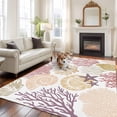 thumbnail image 2 of Large Area Rugs for Living Room Bedroom, Coastal Coral 5'x8' Rug Washable Carpet Runner Indoor Outdoor, Nautical Colorful Conch Seashells Starfish Non Slip Floor Mats Rug for Kitchen, Bathroom, 2 of 8