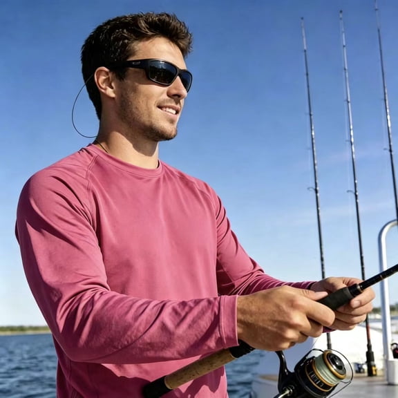 PAKUSISUP Men's Long Sleeve Fishing Shirts UPF 50+ | Quick-Dry Sun Protection Shirts (Lightweight, 100% Polyester)